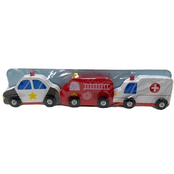Wood Block Emergency Vehicles Pretend Play - Picture 1 of 4